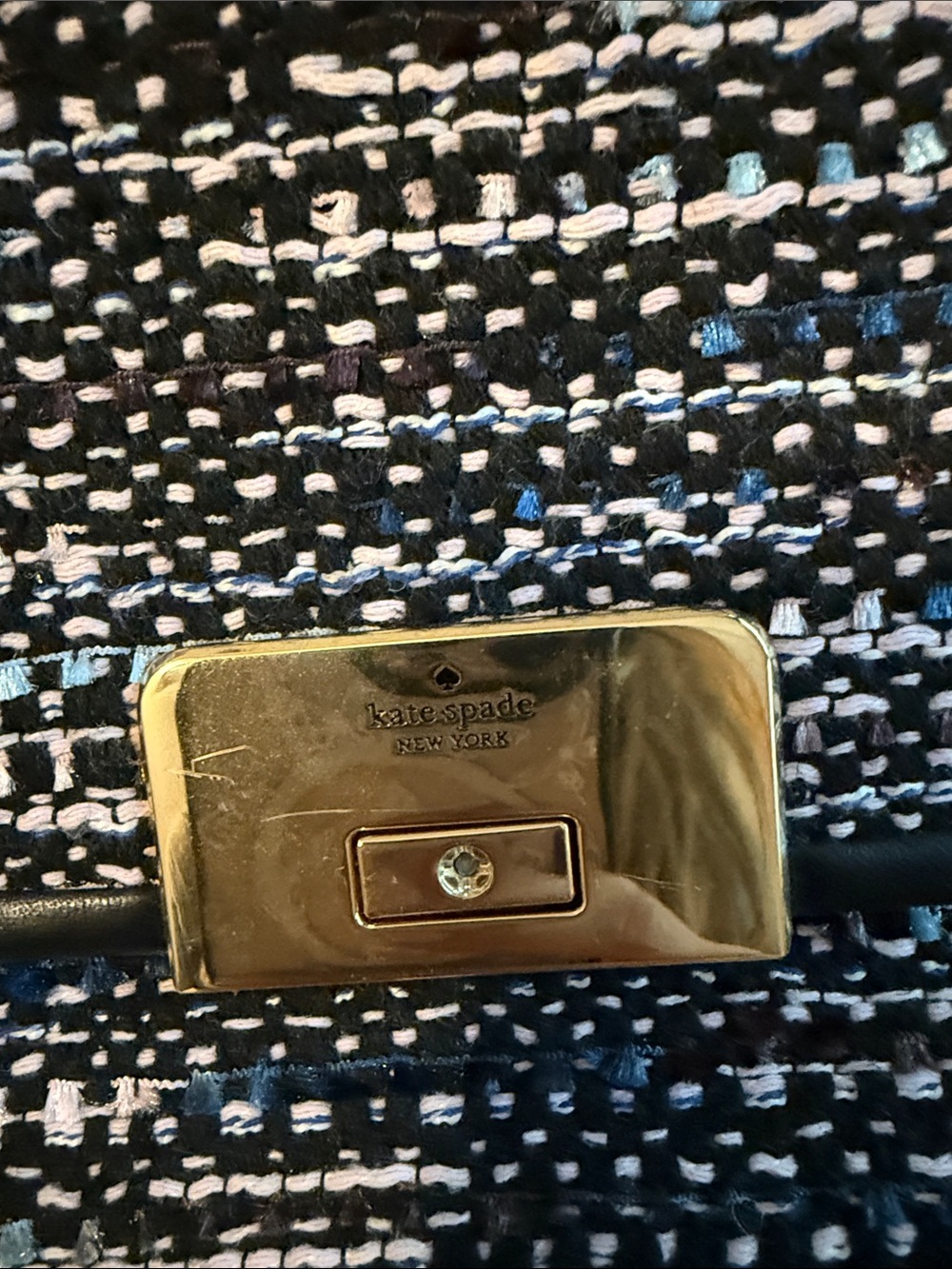 kate spade Black and White Tweed Chain Shoulder Bag with Gold Hardware - Picture 2 of 14